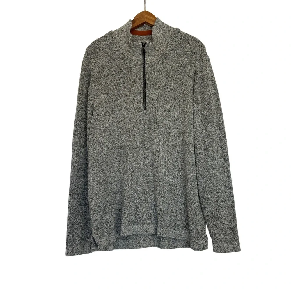 Carbon‎ 2 Cobalt Mens XL Grey Marl Quarter Zip Cotton Blend Pullover Sweater